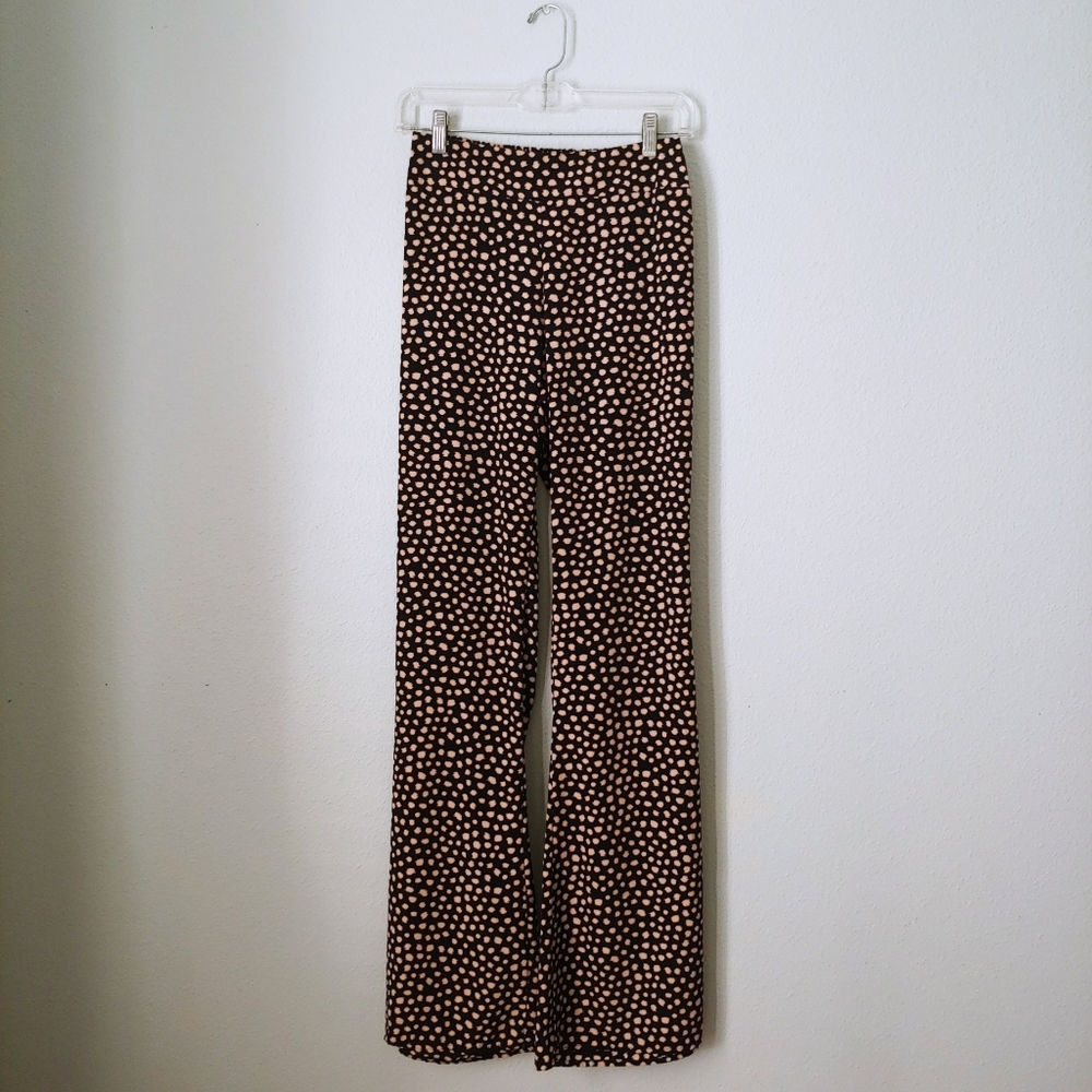 Dark Blue Flare Leg High Waisted Trouser Pants